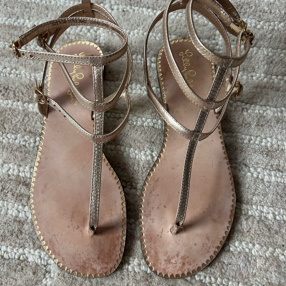 Lilly Pulitzer Gold Strappy Sandals
